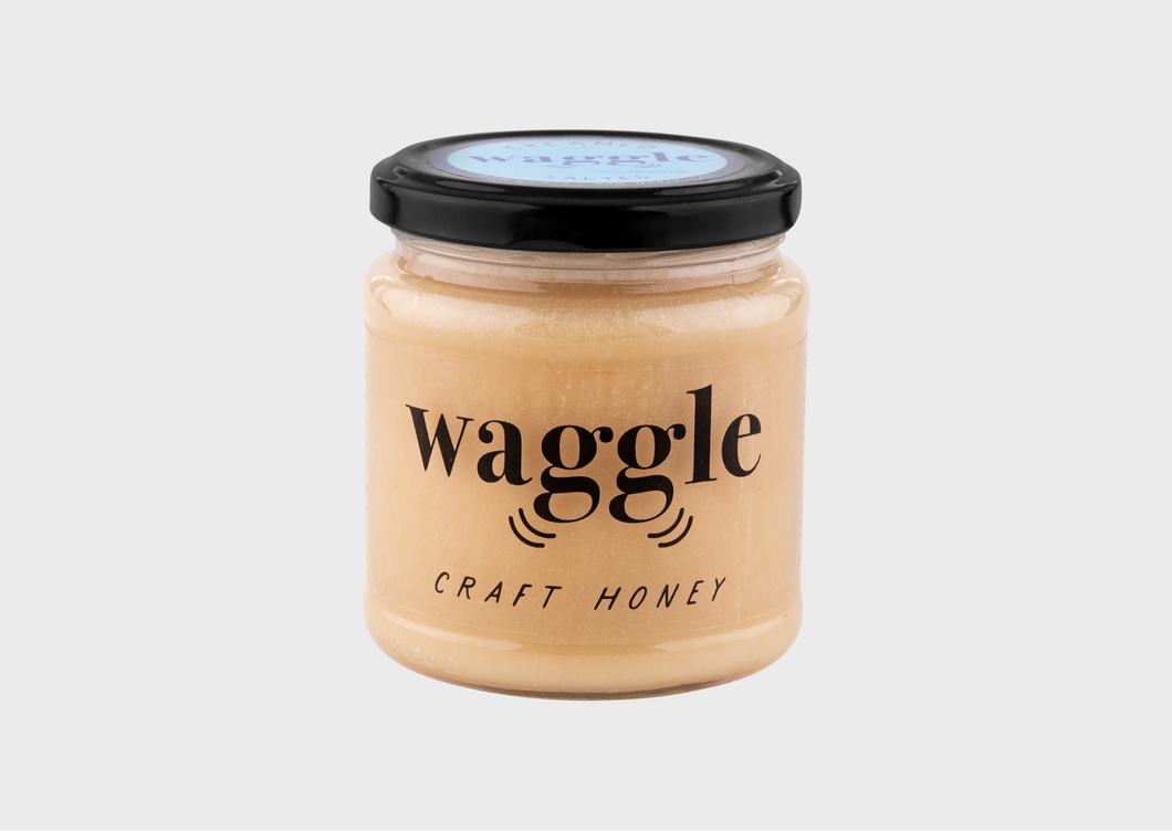 Jar of Waggle's Salted Creamed Craft Honey 340g
