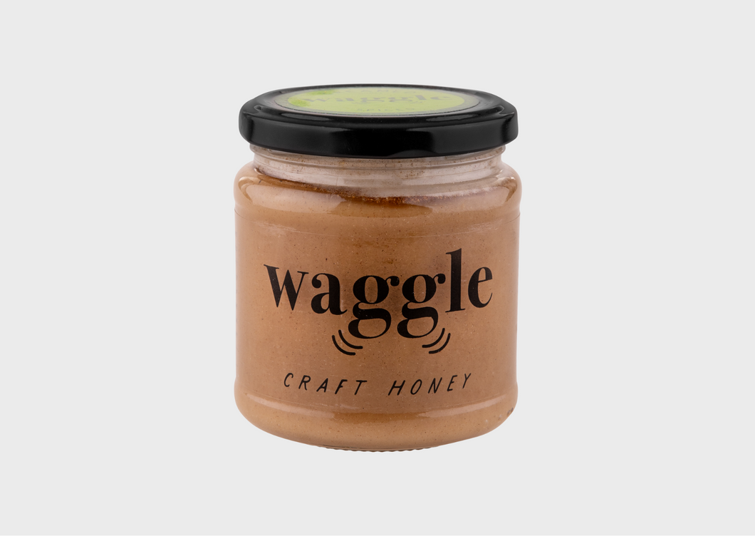 Jar of Waggle's Spiced Creamed Craft Honey 340g