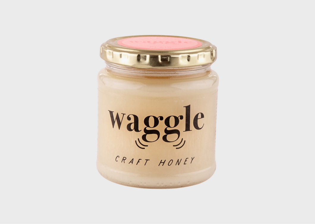 Jar of Waggle Plain Creamed Canola Honey 340g